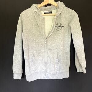 True Religion gray fleece full zip hooded sweater casual kids' size M cotton